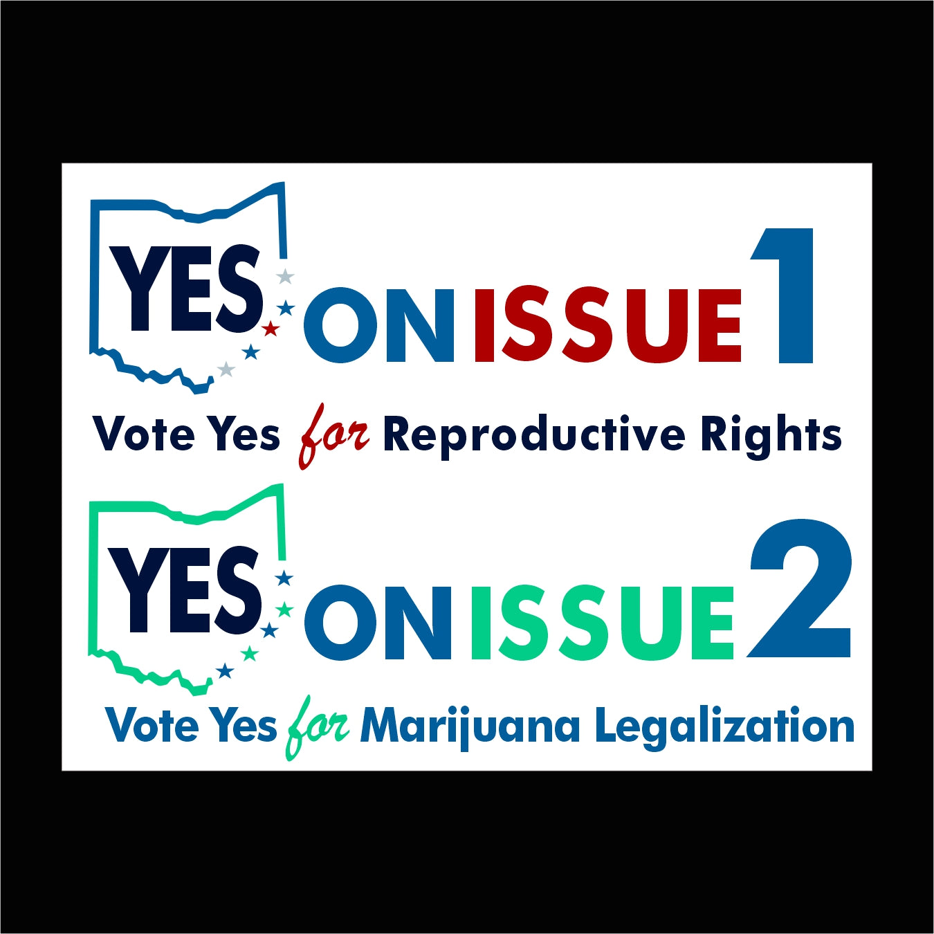 Vote Yes on Issue 1 and 2 Yard Sign and Stake