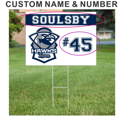 Custom Name & Number Hudson Hawk Ver 2  Corrugated Plastic Yard Sign