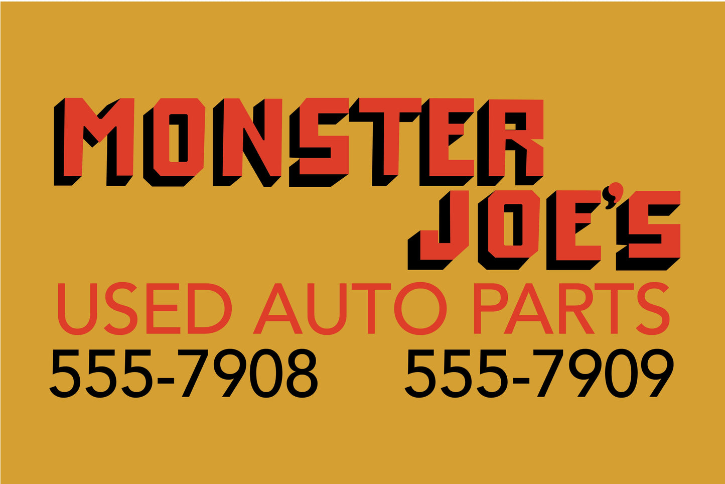 Monster Joe's Used Auto Parts Pulp Fiction Sign Splott Graphics